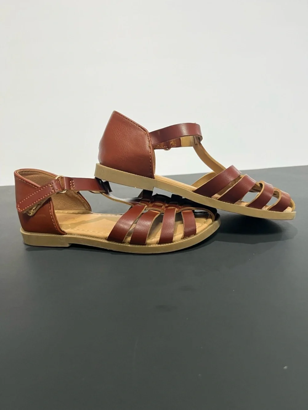 Sugar Brown Classic Fisherman Adjustable Strap Closed Toes Little Girls Sandals